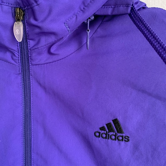 Adidas Womens Purple/Black Stripe Zip-Up Windbreaker Track Jacket Size S - Picture 2 of 14